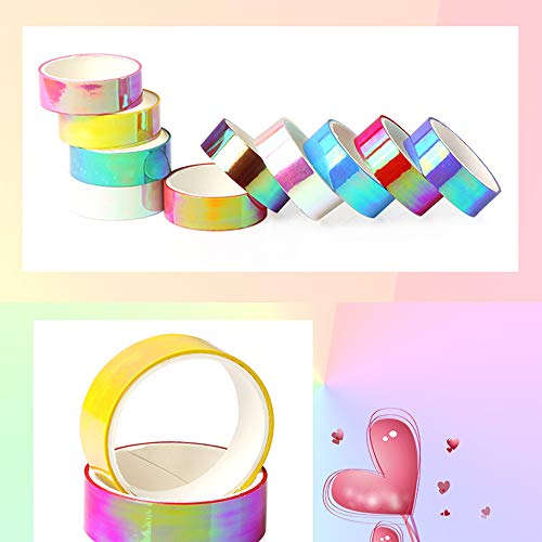 Huture 10 Rollos Banda de Brillo Holográfico Cinta Adhesiva Washi Cinta de Papel Deco Cintas Decorativas Creativas Cinta Adhesiva para Niños de Papel Japonés para DIY Craft Suministros Scrapbooking
