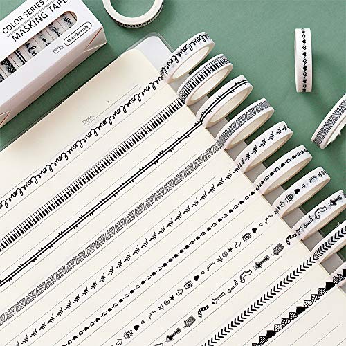 Huture 10 Rollos Washi Tape Cintas de Cinta Adhesiva Cinta de Papel Decorativo Creativo Decorativo Cintas Pegatinas Niños Hecha de Papel Japonés Por Arte de Cinta DIY Suministros de Scrapbooking