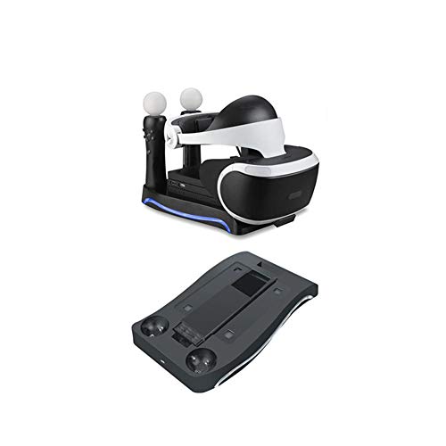 HUVE Base de Mango Multifuncional 4 en 1 Soporte de Cargador para Consola de Juegos de Segunda generación PS4 VR Cargador Mandos PS4 Estación de Carga rápida