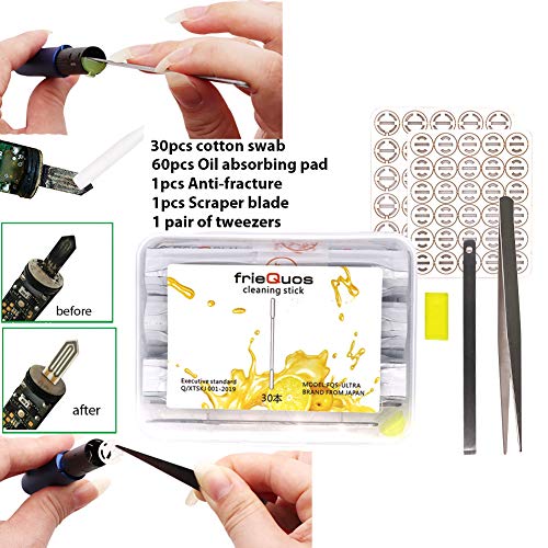 HWEIZU El kit de limpieza contiene un hisopo de algodón con extracto de limón, pinzas, piezas antideslizantes, almohadilla absorbente de aceite, raspador compatible con IQOS
