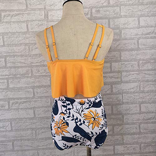 HWHSZ Bikini De Traje BañO para Mujer Conjunto con Volantes Traje Cintura Alta DiseñAdo Perfilar La Curva Piernas TamañO Grande,D-M