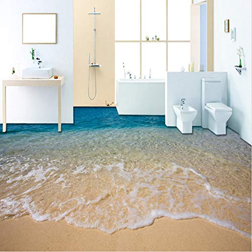 Hwhz Adhesivo De Suelo 3D Personalizado Playa Agua De Mar Sala De Estar Dormitorio Baño Suelo Mural Papel De Vinilo Autoadhesivo -200X140Cm