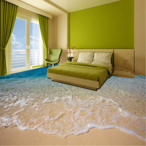 Hwhz Adhesivo De Suelo 3D Personalizado Playa Agua De Mar Sala De Estar Dormitorio Baño Suelo Mural Papel De Vinilo Autoadhesivo -200X140Cm
