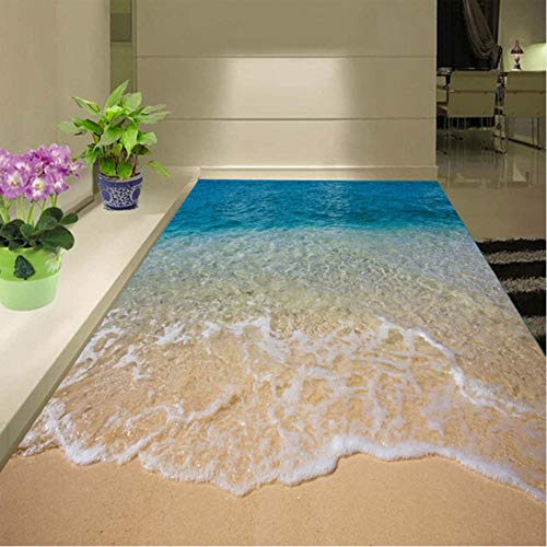 Hwhz Adhesivo De Suelo 3D Personalizado Playa Agua De Mar Sala De Estar Dormitorio Baño Suelo Mural Papel De Vinilo Autoadhesivo -200X140Cm