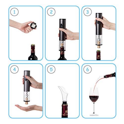 Hyindoor Sacacorchos Eléctrico Inalámbrico Recargable Profesional Abridor Automatico de Botellas de Vino Caja de Regalo con Cortador/Tapón de Vacío/Vertedor