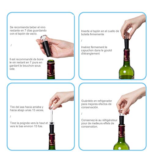 Hyindoor Sacacorchos Eléctrico Inalámbrico Recargable Profesional Abridor Automatico de Botellas de Vino Caja de Regalo con Cortador/Tapón de Vacío/Vertedor