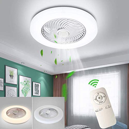 HYKISS Ventilador De Techo LED con Lámpara Moderno 72W Invisible Ultra Silencioso Velocidad del Viento Ajustable Luz del Ventilador Dormitorio Sala Restaurante Fan Iluminación (Ø52CM),Blanco