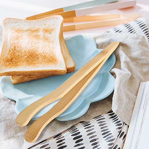 Hysagtek Pinzas de bambú para tostadora, para cocinar tostadas, pan, pastillas de té, servir alimentos y carne volteada (8 paquetes/7.08")