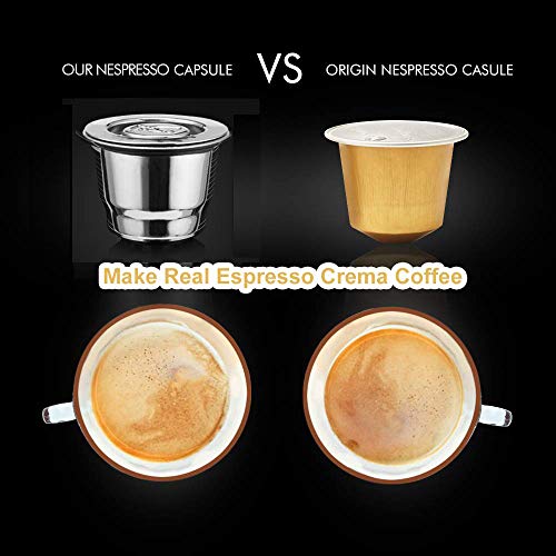 i Cafilas Nespresso café cápsula Recargable Acero Inoxidable Rellenables Reutilizable Recargable Nespresso CAFETERAS Filtros Rica Crema (Plaza+Cápsulas)