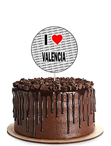 I Love Valencia – Alimento para fiestas – Cupcakes – Palillos – Banderas de alimentos – Decoraciones de pie (14 unidades)