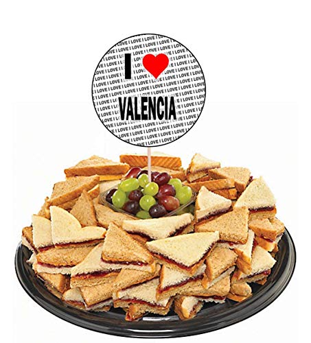 I Love Valencia – Alimento para fiestas – Cupcakes – Palillos – Banderas de alimentos – Decoraciones de pie (14 unidades)