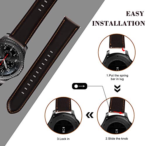 iBazal - Correa clásica para reloj de reemplazo 22 mm para Gear S3 Frontier/Classic, Stylish Coffee