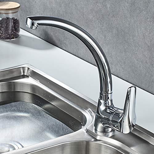 Ibergrif M14150 Grifo de Cocina con Caño Alto, Mezclador Monomando Fregadero, Plata