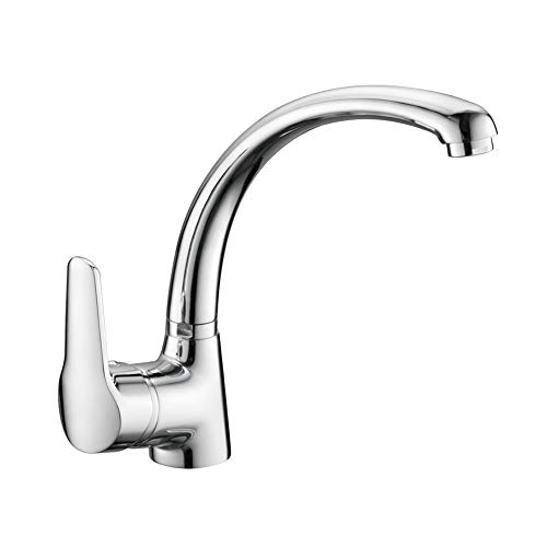 Ibergrif M14150 Grifo de Cocina con Caño Alto, Mezclador Monomando Fregadero, Plata