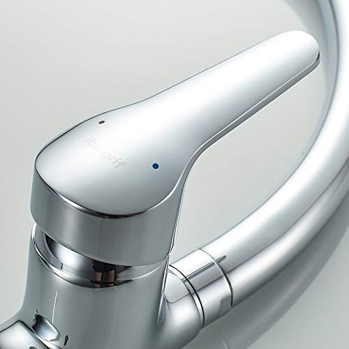 Ibergrif M14150 Grifo de Cocina con Caño Alto, Mezclador Monomando Fregadero, Plata