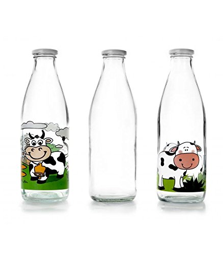 IBILI 743109 - Botella de Vidrio Transparente para la Leche, 900 ml, 8 x 8 x 27 cm