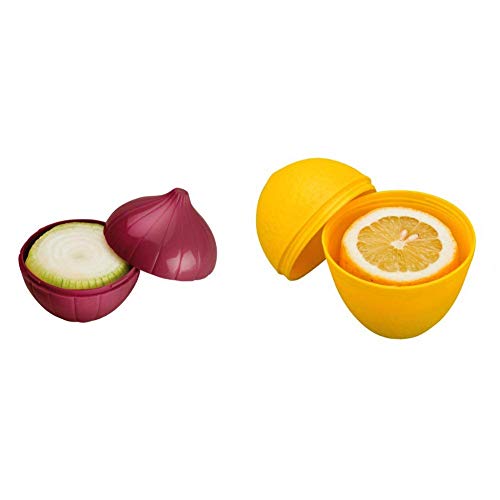 IBILI 782502E Guarda Cebollas-Caja Expositora + Guarda-Limones, Amarillo, 9 x 11 cm