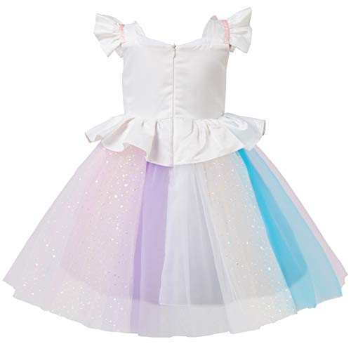 IBTOM CASTLE Vestido de Tutu Princesa Unicornio Arco Iris Fiesta de cumpleaños Disfraz Bautizo para Niña Vestido Infantil Ceremonia Púrpura 18 Meses