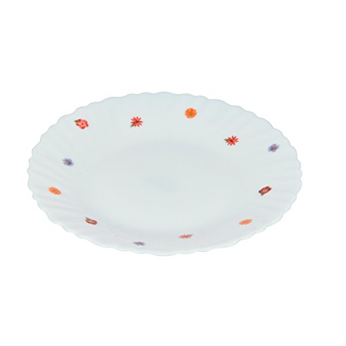 Ideal casa Vajilla compuesta por 18 Piezas de Vidrio Opal Blanco y con decoración Floral. Siena Opal