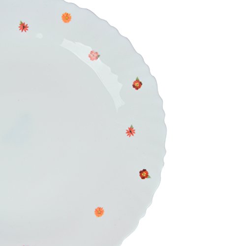 Ideal casa Vajilla compuesta por 18 Piezas de Vidrio Opal Blanco y con decoración Floral. Siena Opal