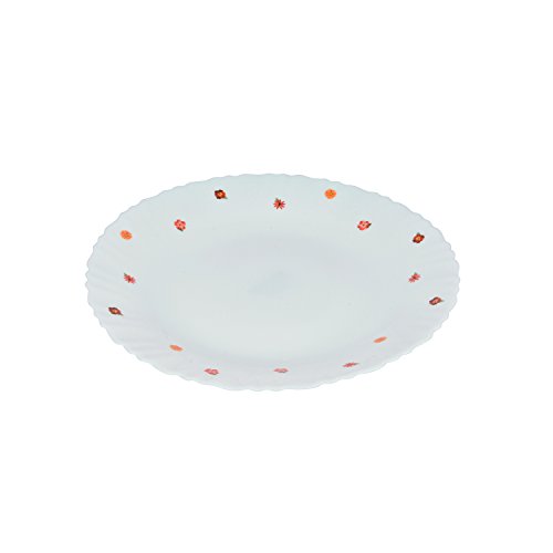 Ideal casa Vajilla compuesta por 18 Piezas de Vidrio Opal Blanco y con decoración Floral. Siena Opal