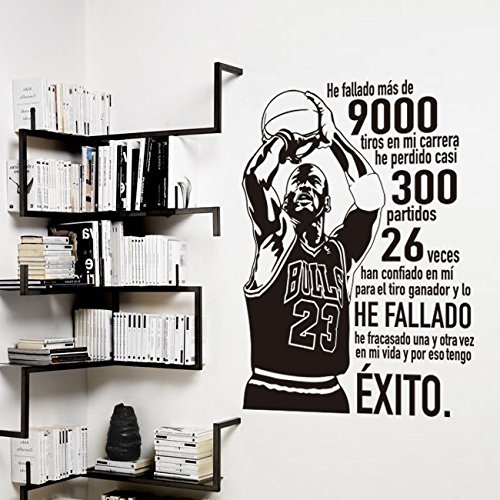 IDEAVINILO ÚNICO Vendedor Original- Vinilo Decorativo de Michael Jordan He fallado más de 9000 tiros en mi Carrera.Compre SÓLO Original Color Negro. Medidas: 60x80cm