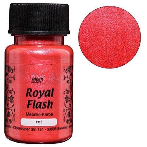 Ideen mit Herz pintura acrílica metalizada"Royal Flash" | con las partículas de brillo más finas | metálica | 50 ml (rojo)