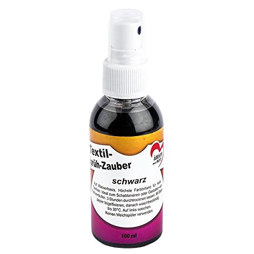 Ideen mit Herz Textil de pulverizador de mágica/Textil de – Spray de Color, 100 ML, Negro, hochpi gmentierte Colores con Alta Brillo para Tejidos claros, a Base de Agua