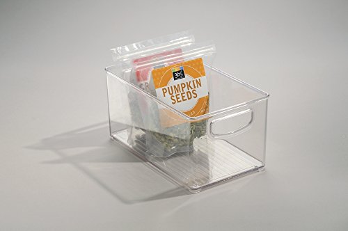 iDesign Cabinet/Kitchen Binz Caja organizadora, gran organizador de cocina de plástico, cajón para frigorífico, transparente