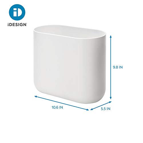 iDesign Cade Cubo de basura para el baño o la cocina, papelera pequeña de plástico, blanco, 26,8 cm x 14,0 cm x 24,8 cm