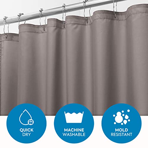 iDesign Cortinas de baño de tela, cortina impermeable de poliéster con tamaño de 180,0 cm x 200,0 cm, cortina de ducha lavable con borde reforzado, gris topo
