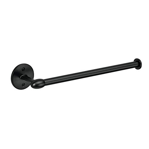 iDesign Portarrollos de cocina, pequeño soporte para papel de metal, portarrollos de pared para colocar 1 rollo de papel de cocina, negro mate