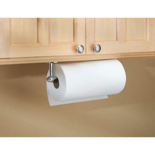 iDesign Portarrollos de cocina, pequeño soporte para papel de metal, portarrollos de pared para colocar 1 rollo de papel de cocina, plateado