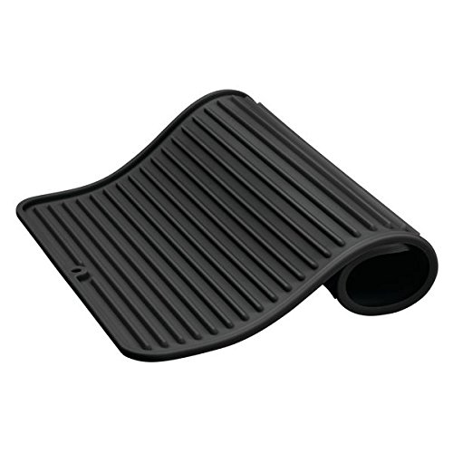 iDesign Secaplatos para fregadero, alfombrilla escurreplatos de silicona para fregadero de tamaño grande, escurridor de platos y vasos, negro