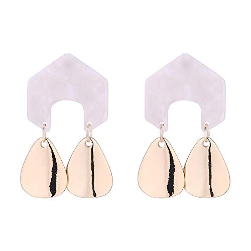 Idolyu Venta Caliente Pendientes Personalidad En Forma Geometría Acetato Gotas de Metal Colgante Exagerado Pendientes de Las Mujeres Blanco