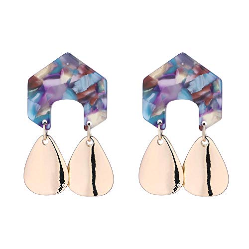 Idolyu Venta Caliente Pendientes Personalidad En Forma Geometría Acetato Gotas de Metal Colgante Exagerado Pendientes de Las Mujeres de Color