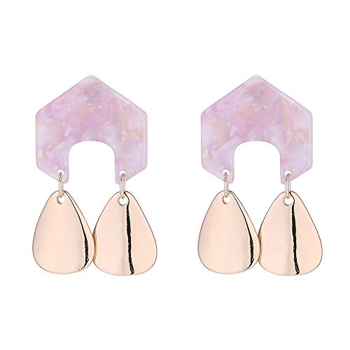 Idolyu Venta Caliente Pendientes Tendencia Personalidad En Forma Geometría Acetato de Metal Gotas Colgante Exagerada Mujer Sra. Pendientes Rosa