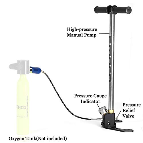 iDWF 0.5L Buceo de Repuesto de oxígeno Bomba de Mano del Tanque de Aire del Tanque de Manos de accionamiento de la Bomba for Smaco de Repuesto bajo el Agua Accesorios de respiración