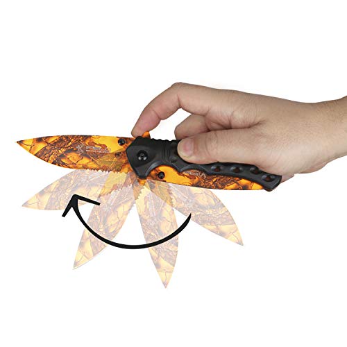 iFIELD Navaja Deportiva asistida Basic EL29033, Mango ABS Negro, Hoja de 10 cm Naranja con impresión 3D con Sierra, con Clip cinturón, Herramienta de Camping para Pesca, Caza, Actividad Deportiva