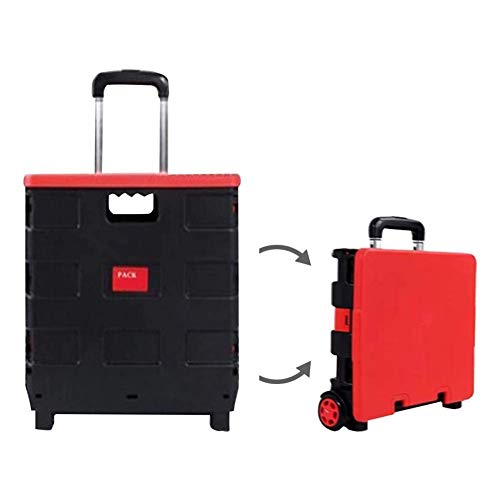 IG Storagc Portátil Plegable de la Mano de Camión con Las Ruedas de Carros Autoservicio, Ligero Subir Escaleras Cesta Extraíble Impermeable Bolsa Extraíble con Tapa para Ir de Compras O la Pesca 38X3
