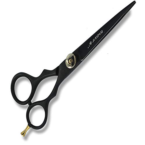 ijeras profesionales para peluquería, 15,2 cm, color negro, tijeras de peluquería, bordes convexos afilados con perilla de tensión ajustable, incluye bolsa de cuero