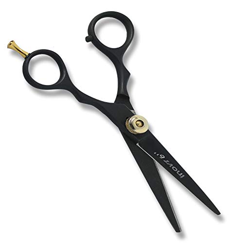 ijeras profesionales para peluquería, 15,2 cm, color negro, tijeras de peluquería, bordes convexos afilados con perilla de tensión ajustable, incluye bolsa de cuero