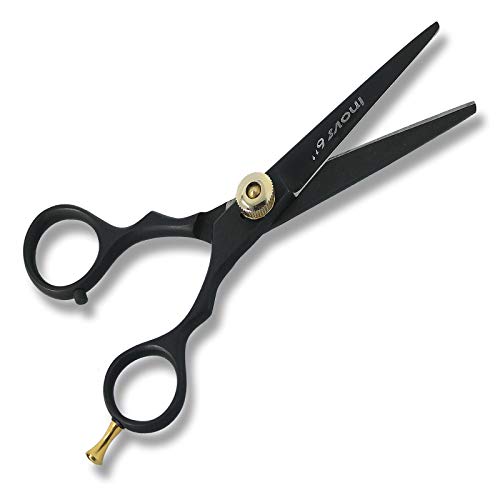 ijeras profesionales para peluquería, 15,2 cm, color negro, tijeras de peluquería, bordes convexos afilados con perilla de tensión ajustable, incluye bolsa de cuero