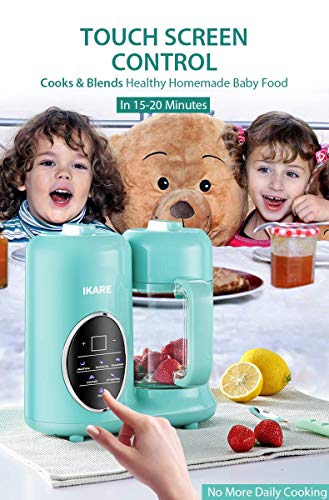 IKARE Robot de Cocina Bebé- 8 en 1 Procesador de Alimentos Bebes con tanque de agua desmontable y cesta y taza de vapor - Panel de control táctil - Cocina comida para bebé en 15 minutos
