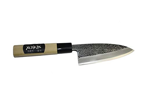 Ikeuti Cuchillo de Cocina Deba Japones Artesanal Kozabe Hoja martillada 12 cm- Cuchillos de Cocina Profesionales - Forjado a Mano
