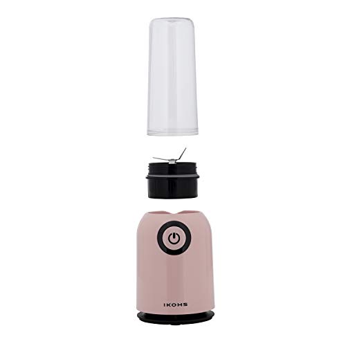 IKOHS Batidora de Vaso OSIT - Batidora de Vaso Individual para Smoothies y Batidos, 250 W, 400 ml, Portátil, Cuchillas de Acero Inoxidable, 230W, Libre de BPA, Diseño Exclusivo (Rosa)