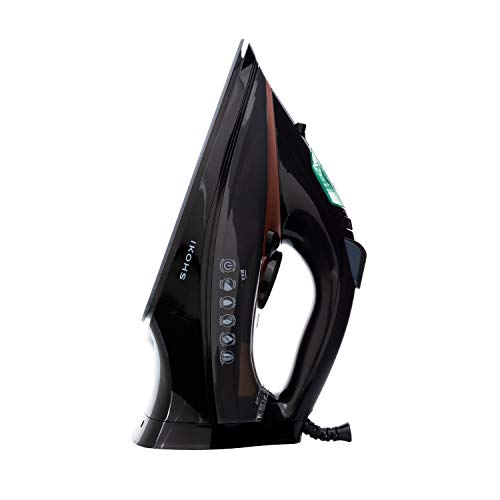 IKOHS Memphis 3000 - Plancha de Vapor, 3000 W, 240g Golpe de Vapor, 58g/min Vapor Constante, Revestimiento Ceramic Coat, 23.7x13cm,Color Negro