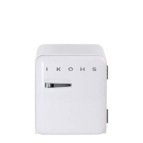 IKOHS Retro Fridge - Frigorífico con diseño, Control de Temperatura Ajustable, Estantes Intercambiables, Estética Vintage de los años 50, Clase Energética A+ (Blanco, 50 cm)