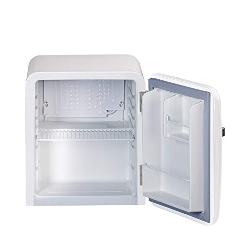 IKOHS Retro Fridge - Frigorífico con diseño, Control de Temperatura Ajustable, Estantes Intercambiables, Estética Vintage de los años 50, Clase Energética A+ (Blanco, 50 cm)