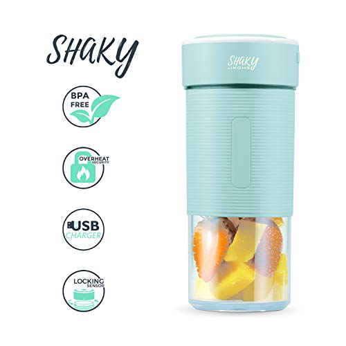 IKOHS Shaky - Licuadora Portátil, Mini Batidora Personal para Batidos y Smoothies, USB Recargable, 80W, 350 ml, Libre de BPA, 6 Cuchillas, Juicer Smoothie Maker, Batidoras de Vaso Individuales